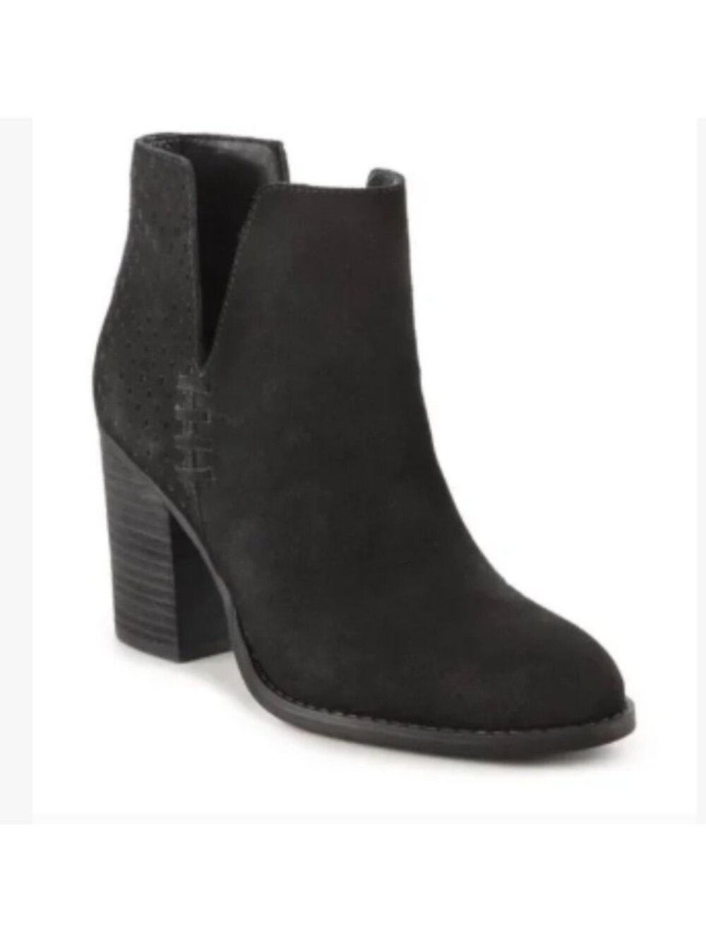 Steve Madden Ankle Boots Womens 7‎ Black Suede Chunky Block Heel Western Booties